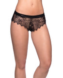 Open Back Eyelash Lace w/Satin Tie Black S/M