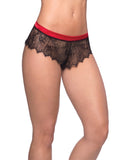 Open Back Eyelash Lace w/Satin Tie Black/Red 1X/2X