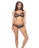 Lace Triangle Top Bra & Strappy Panty Black SM