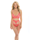 Aura Scallop Lace Longline Bra, Garterbelt & Panty Georgia Peach L/XL