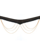 Satin Headdress w/Lace & Gold Chain detail Black/Gold O/S