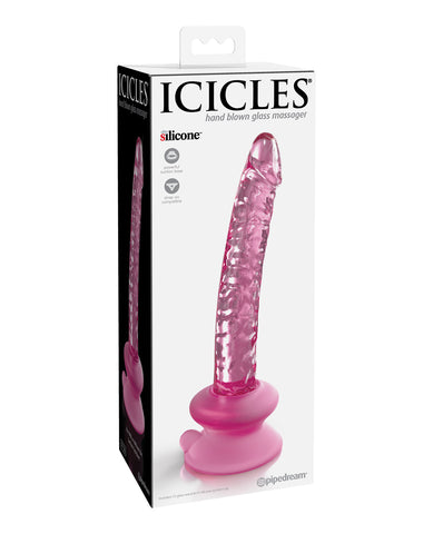 Icicles No. 86 Hand Blown Glass Massager w/Suction Cup - Pink