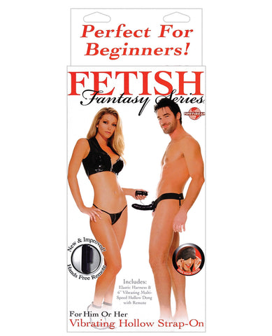 Fetish Fantasy Series for Him or Her Vibrating Hollow Strap On - Black