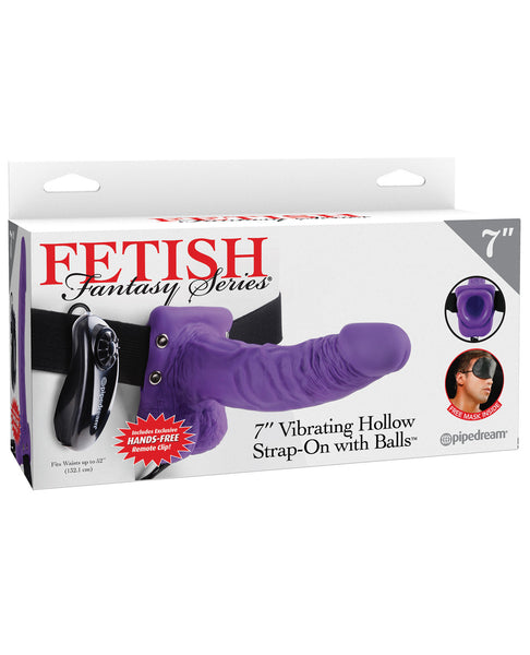 Fetish Fantasy Series 7" Vibrating Hollow Strap On w/Balls - Purple