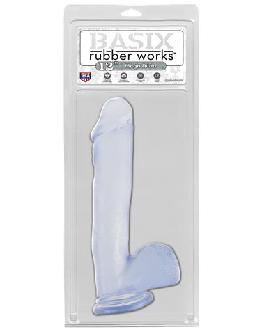 Basix Rubber Works 12" Mega Dildo - Clear