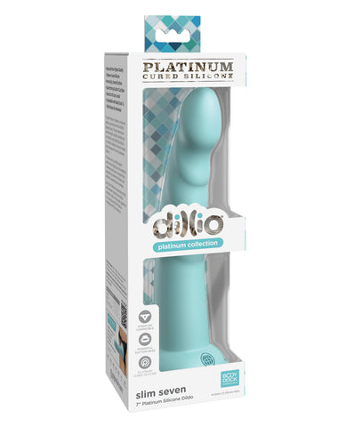 Dillio Platinum 7" Slim Seven Silicone Dildo - Teal