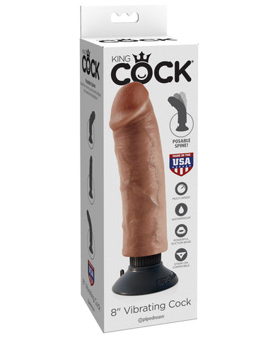 King Cock 8" Vibrating Cock - Tan