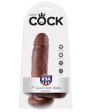 King Cock 7" Cock w/Balls - Brown