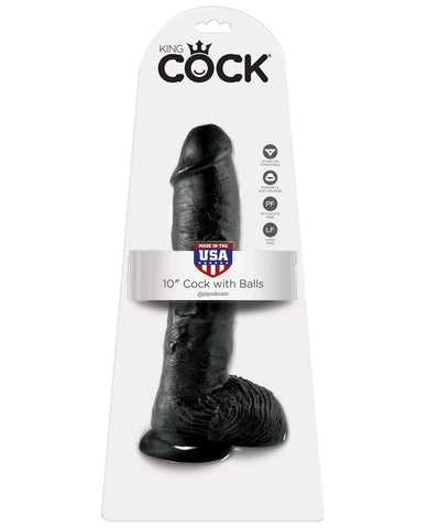 King Cock 10" Cock w/Balls - Black