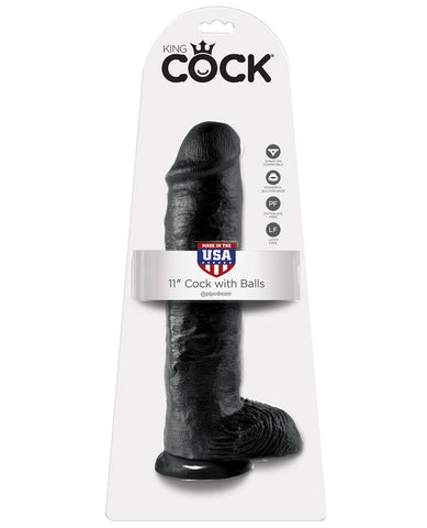 King Cock 11" Cock w/Balls - Black