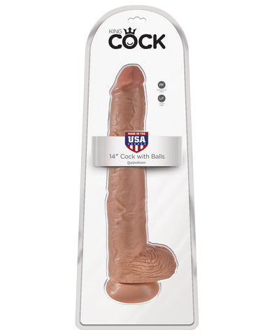 King Cock 14" Cock w/Balls - Tan