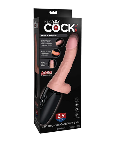 King Cock Plus Thrusting, Warming & Vibrating  6.5" Triple Threat Dong