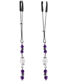 Tweezer Chrome Nipple Clamp w/Purple Faceted Beads