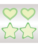 Peekaboos Glow in the Dark Hearts & Stars - Green 2 Pairs