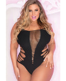 Pink Lipstick Slice & Dice Seamless Bodysuit Black QN