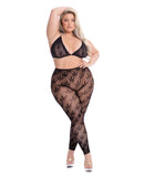 Pink Lipstick All About Leaf Bra & Leggings Black QN