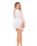 Pink Lipstick Bold Babe Longe Sleeve Dress (Fits up to 3X) White QN
