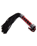 Plesur 15" Leather Flogger - Black/Red