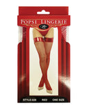 Vinyl Top Fishnet Stocking Red O/S