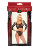 Rhinestone Crop top w/High Waist Panty Black O/S