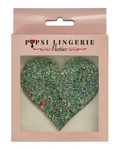 Glow in the Dark Glitter Heart Pasties - O/S