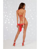 Holiday Stretch Mesh Teddy w/Satin Wrist Restraints Lipstick Red O/S