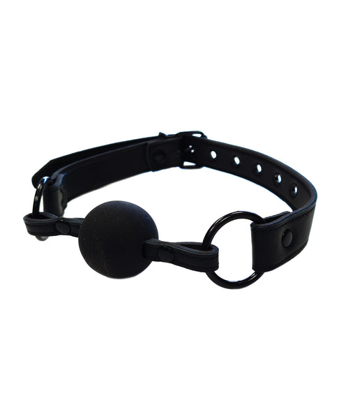 Rouge Leather Ball Gag - Black w/Black