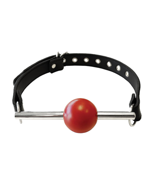 Rouge Leather Ball Gag w/Removable Ball - Black w/Red