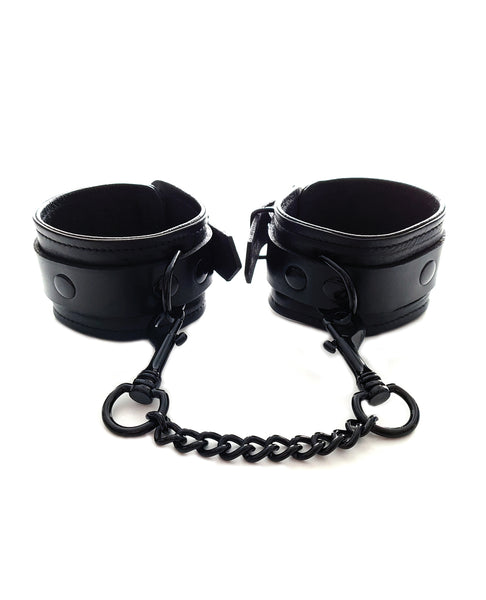 Rouge Leather Wrist Cuffs - Black w/Black