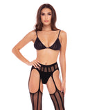 Rene Rofe Straight Up Garter Set Black S/M