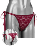 Remote Control Lace Thong Set - Burgundy