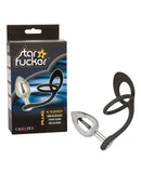 Star Fucker XL Teardrop Gem Plug w/Silicone Enhancer - Black