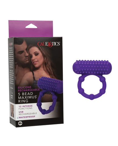 Silicone Rechargeable 5 Bead Maximus Ring - Purple