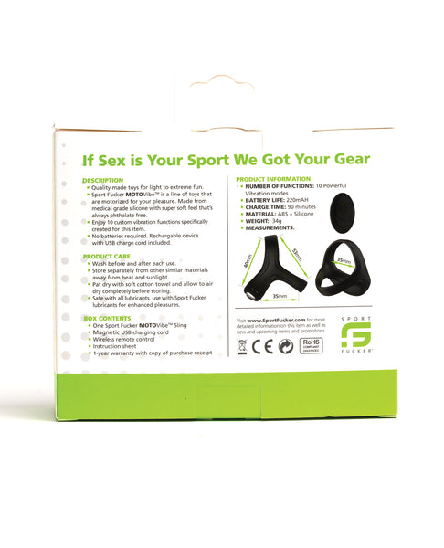 Sport Fucker Motovibe Sling Cockring w/Remote - Black