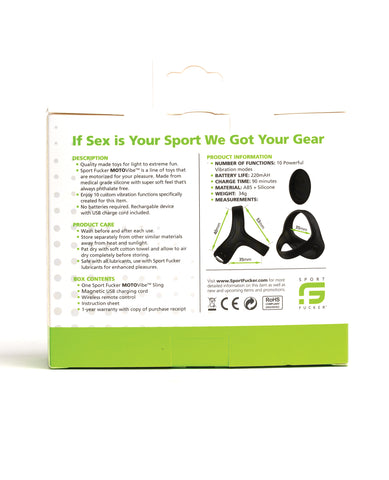 Sport Fucker Motovibe Sling Cockring w/Remote - Black