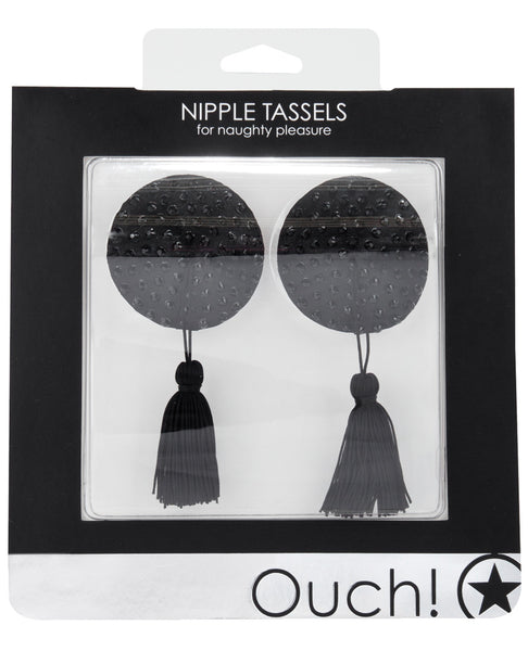 Shots Ouch Round Nipple Tassels - Black