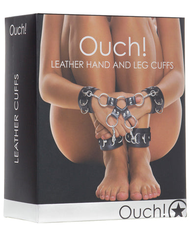 Shots Ouch Leather Hand & Leg Cuffs - Black