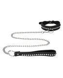 Shots Ouch Diamond Studded Collar w/Leash - Black