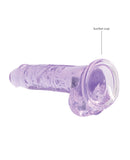 Shots RealRock Realistic Crystal Clear 7" Dildo w/Balls - Purple