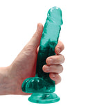 Shots RealRock Realistic Crystal Clear 7" Dildo w/Balls - Turquoise