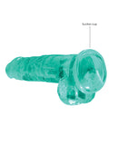 Shots RealRock Realistic Crystal Clear 8" Dildo w/Balls - Turquoise