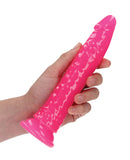 Shots RealRock 8" Slim Dildo Glow in the Dark - Neon Pink