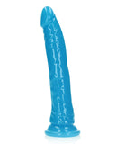 Shots RealRock 10" Slim Dildo Glow in the Dark - Neon Blue