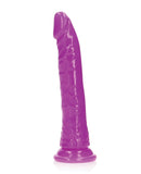 Shots RealRock 9" Slim Dildo Glow in the Dark - Neon Purple