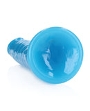 Shots RealRock 11" Slim Dildo Glow in the Dark - Neon Blue