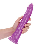 Shots RealRock 11" Slim Dildo Glow in the Dark - Neon Purple