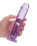 Shots RealRock Crystal Clear 7" Straight Dildo w/Suction Cup - Purple