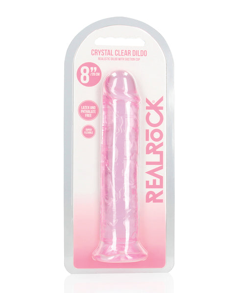 Shots RealRock Crystal Clear 8" Straight Dildo w/Suction Cup - Pink