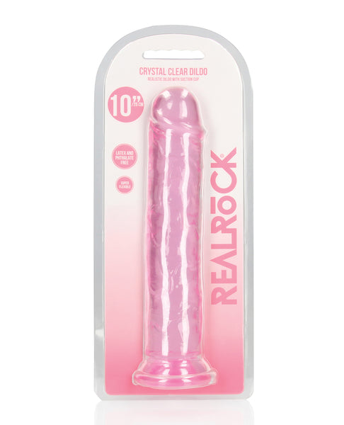 Shots RealRock Realistic Crystal Clear 11" Straight Dildo - Pink