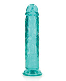 Shots RealRock Realistic Crystal Clear 11" Straight Dildo - Turquoise